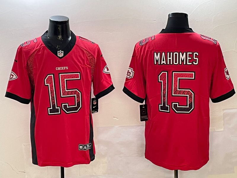 Men Kansas City Chiefs #15 Mahomes Red 2025 Nike Drift Fashion Color Rush Limited NFL Jersey style 1